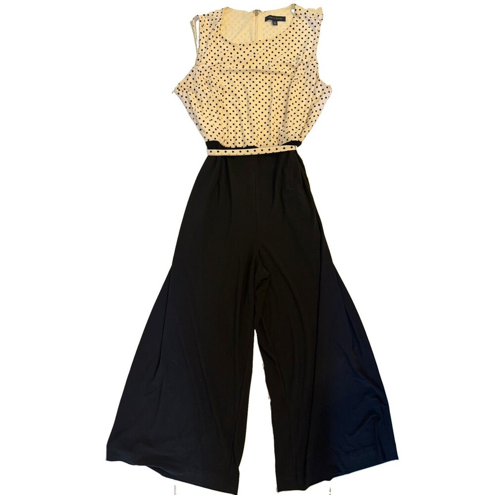 Tommy Hilfiger Women’s Plus Jumpsuit 20W Black/White Polka Dot Wide Leg